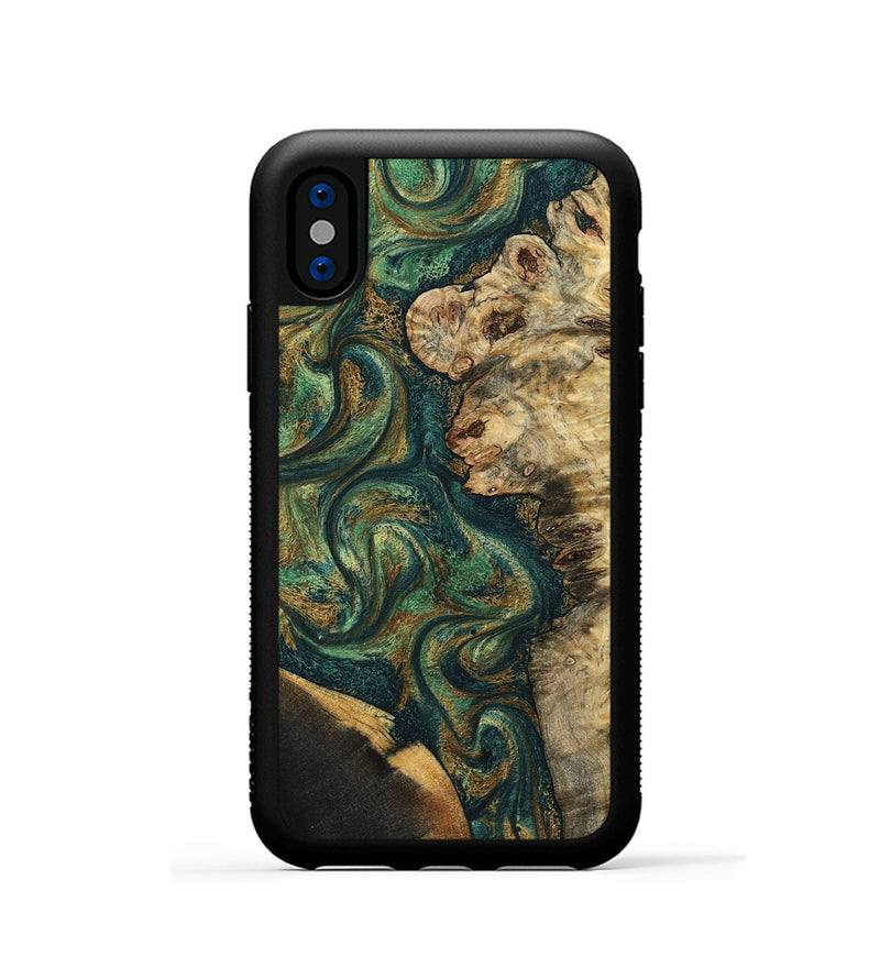 iPhone Xs Wood Phone Case - Dannie (Green, 798992)