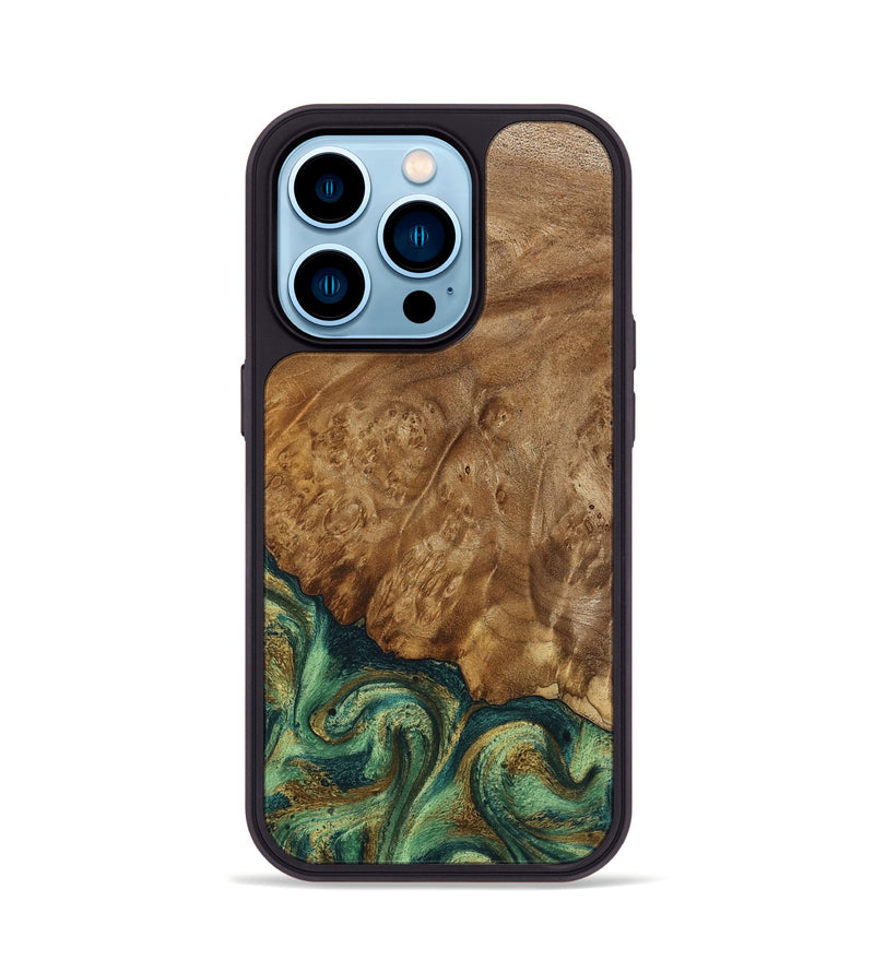 iPhone 14 Pro Wood Phone Case - Nancy (Green, 798994)