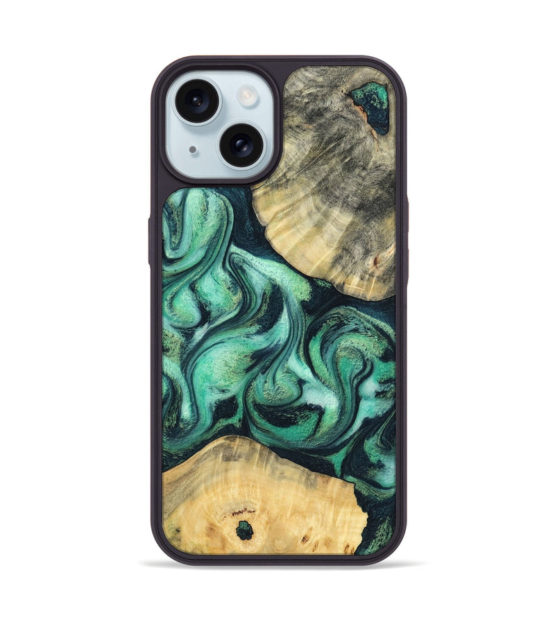 iPhone 15 Wood Phone Case - Lennox (Green, 798995)