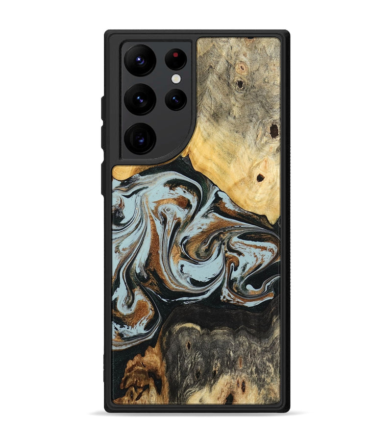 Galaxy S22 Ultra Wood Phone Case - Silvia (Teal & Gold, 798997)