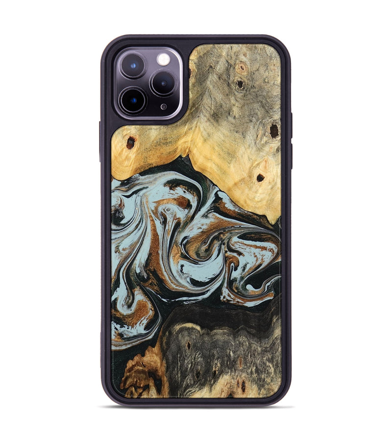 iPhone 11 Pro Max Wood Phone Case - Silvia (Teal & Gold, 798997)