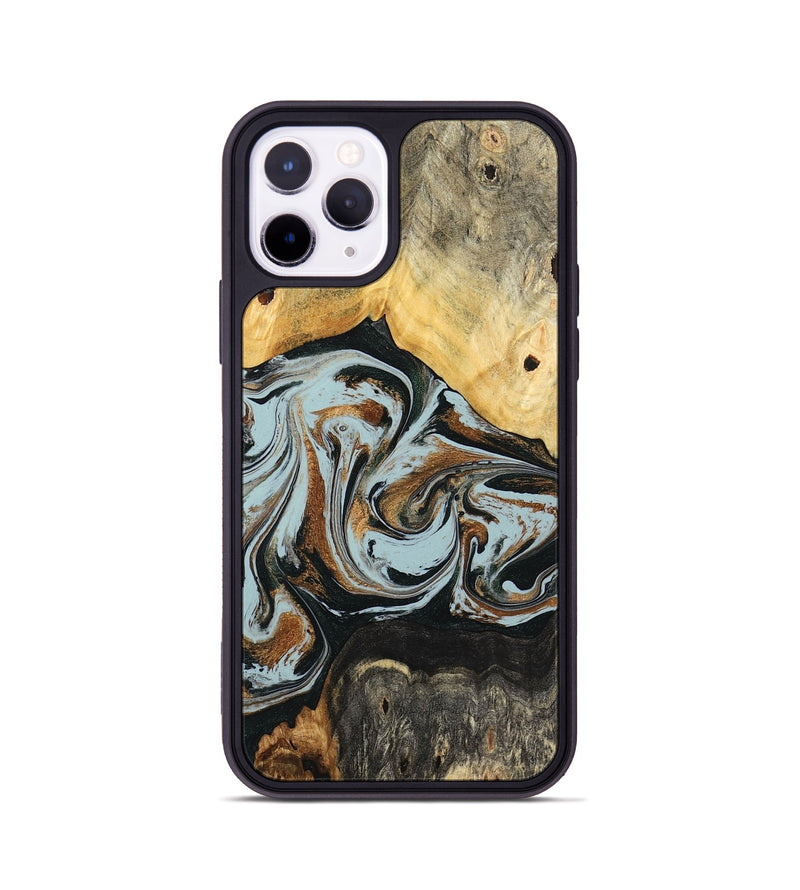 iPhone 11 Pro Wood Phone Case - Silvia (Teal & Gold, 798997)