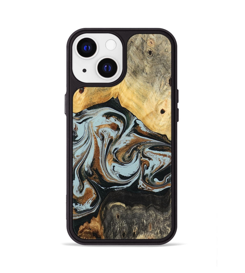 iPhone 13 Wood Phone Case - Silvia (Teal & Gold, 798997)