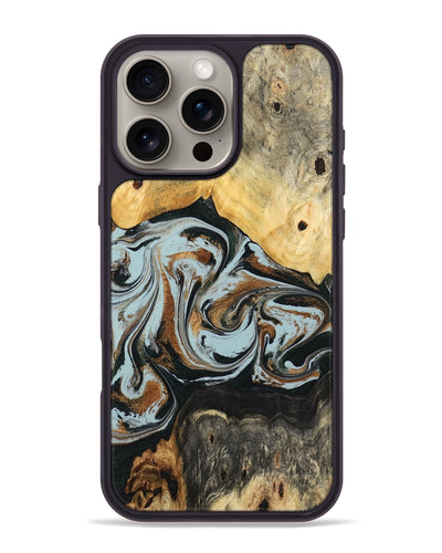 iPhone 16 Pro Max Wood Phone Case - Silvia (Teal & Gold, 798997)