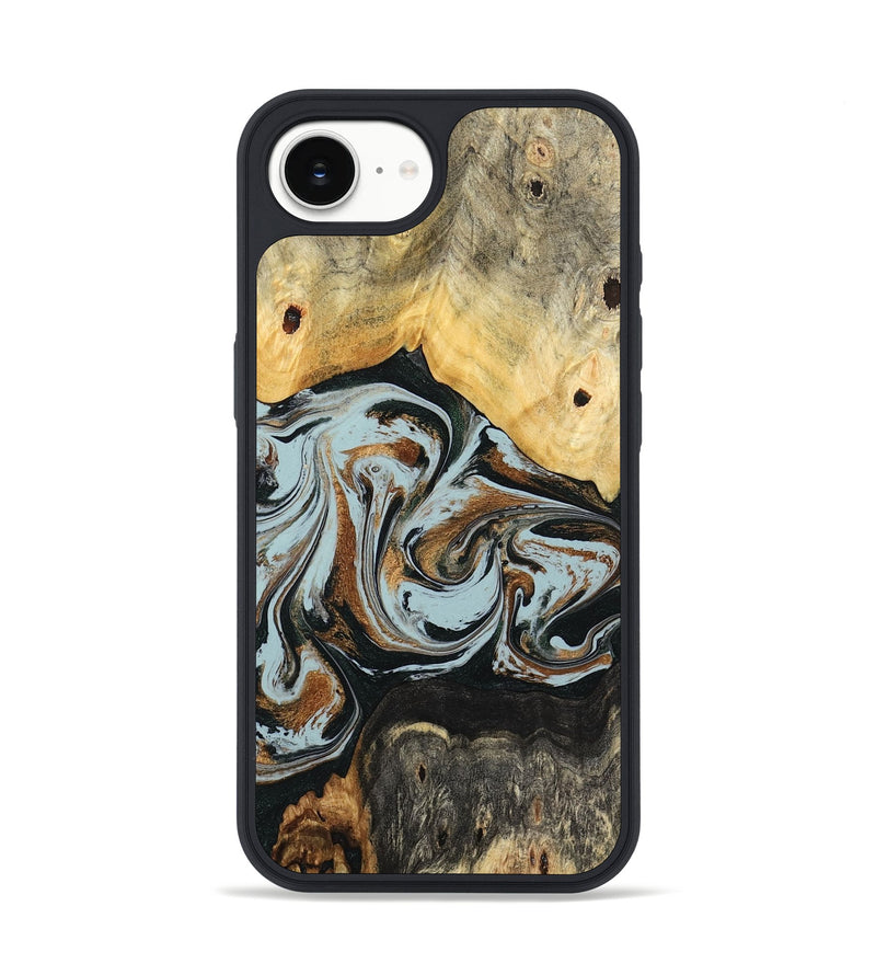 iPhone 16e Wood Phone Case - Silvia (Teal & Gold, 798997)