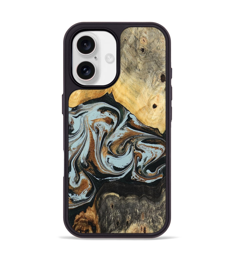 iPhone 17 Wood Phone Case - Silvia (Teal & Gold, 798997)