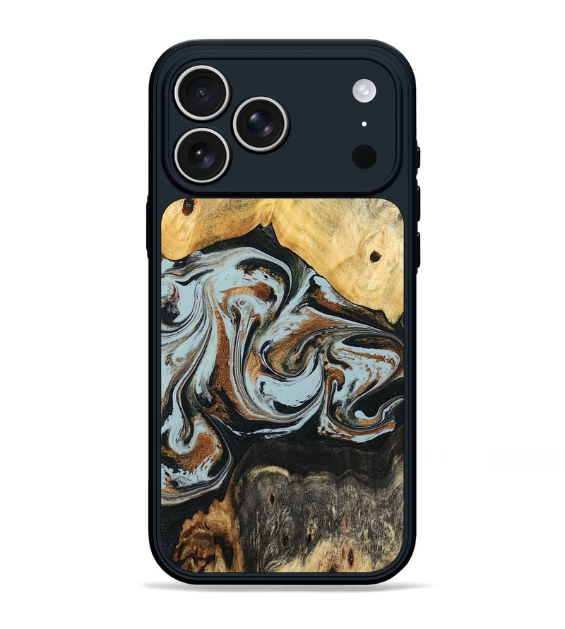 iPhone 17 Pro Max Wood Phone Case - Silvia (Teal & Gold, 798997)
