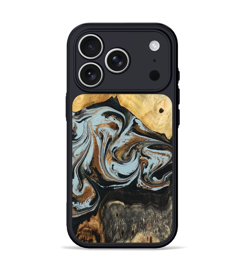 iPhone 17 Pro Wood Phone Case - Silvia (Teal & Gold, 798997)