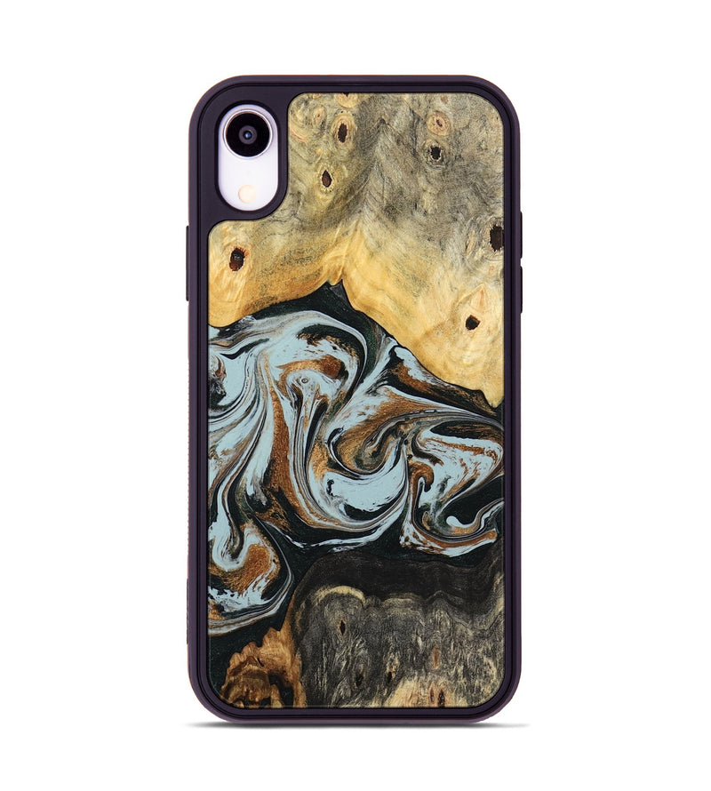 iPhone Xr Wood Phone Case - Silvia (Teal & Gold, 798997)