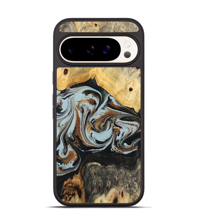 Pixel 9 Pro Wood Phone Case - Silvia (Teal & Gold, 798997)