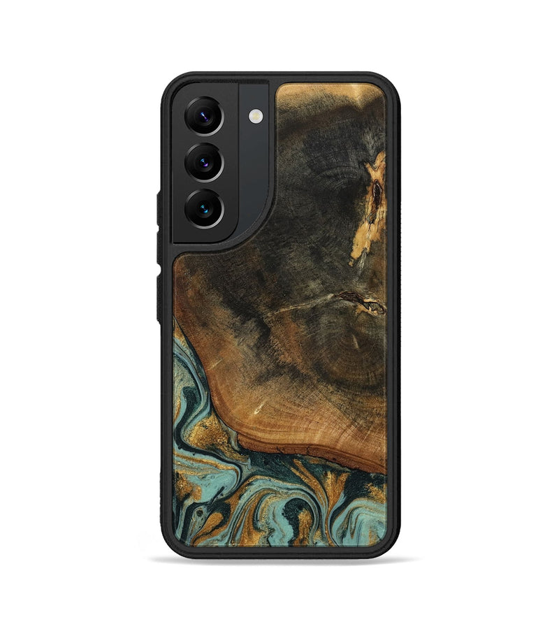 Galaxy S22 Wood Phone Case - Blanche (Teal & Gold, 798998)