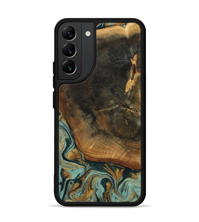 Galaxy S22 Plus Wood Phone Case - Blanche (Teal & Gold, 798998)