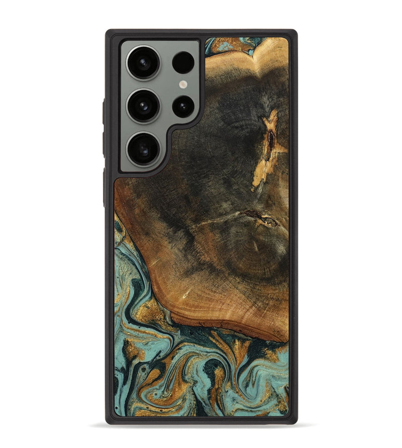 Galaxy S23 Ultra Wood Phone Case - Blanche (Teal & Gold, 798998)