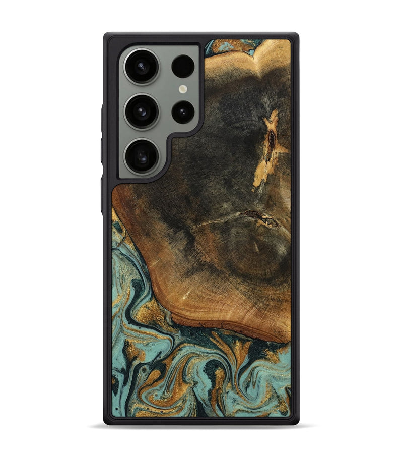 Galaxy S24 Ultra Wood Phone Case - Blanche (Teal & Gold, 798998)