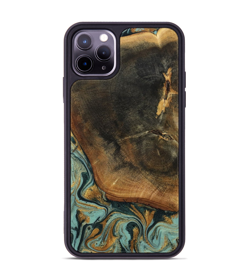iPhone 11 Pro Max Wood Phone Case - Blanche (Teal & Gold, 798998)