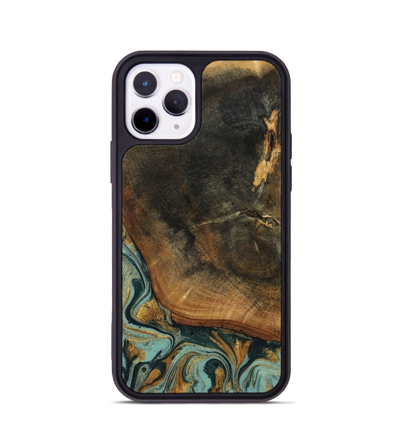 iPhone 11 Pro Wood Phone Case - Blanche (Teal & Gold, 798998)