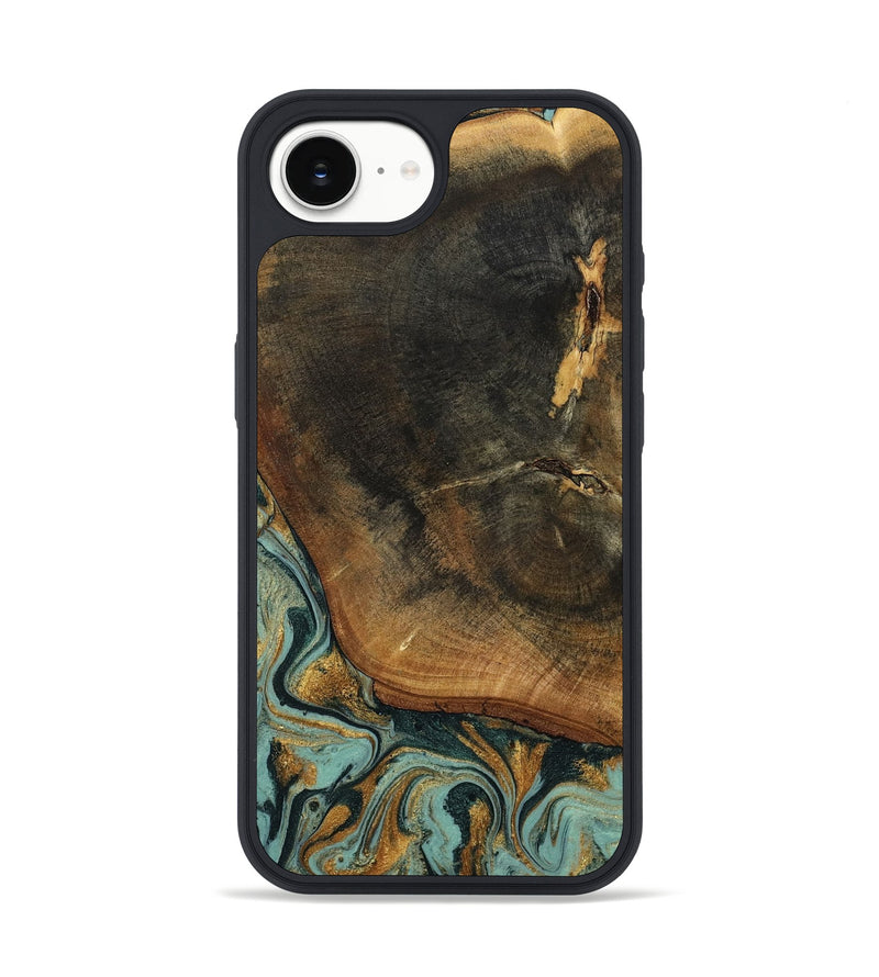 iPhone 16e Wood Phone Case - Blanche (Teal & Gold, 798998)