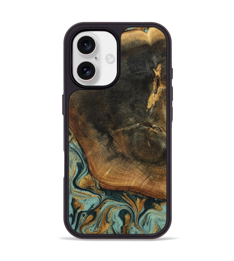 iPhone 17 Wood Phone Case - Blanche (Teal & Gold, 798998)