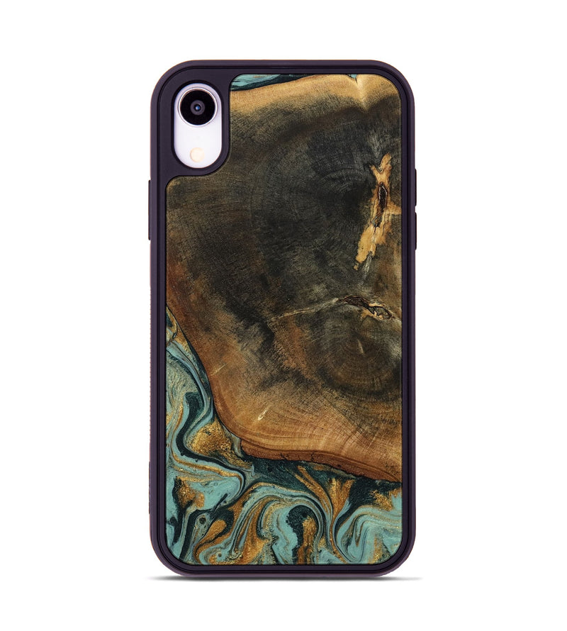 iPhone Xr Wood Phone Case - Blanche (Teal & Gold, 798998)