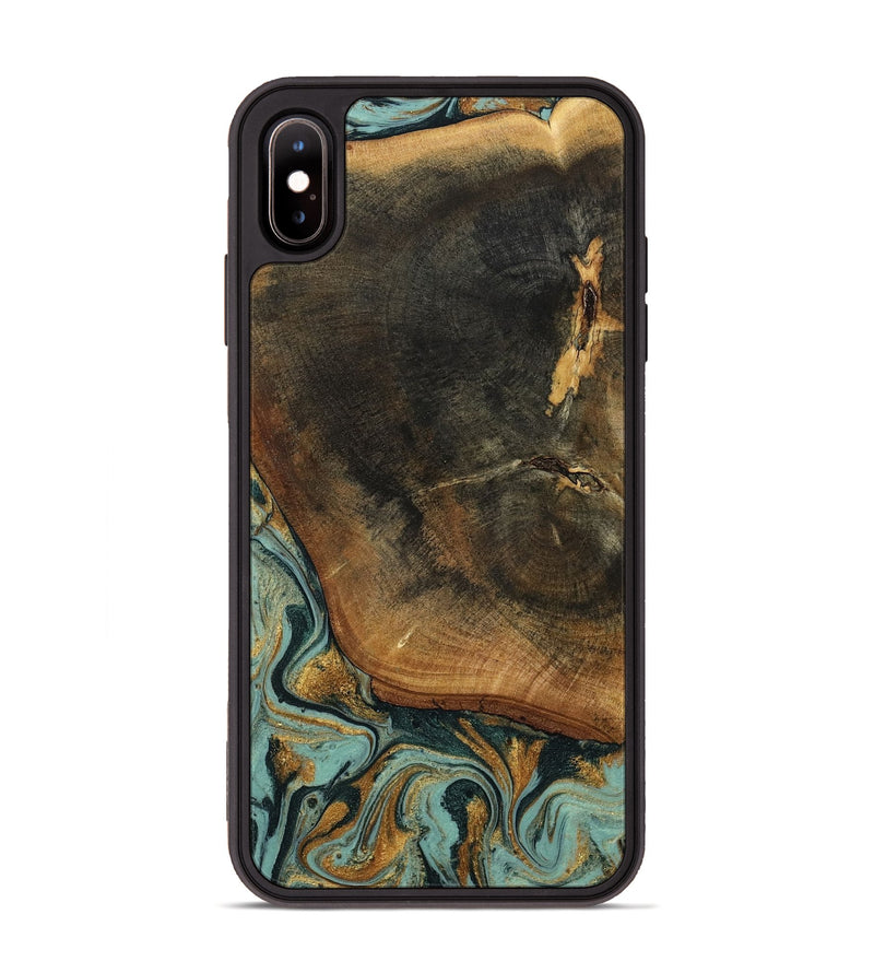iPhone Xs Max Wood Phone Case - Blanche (Teal & Gold, 798998)