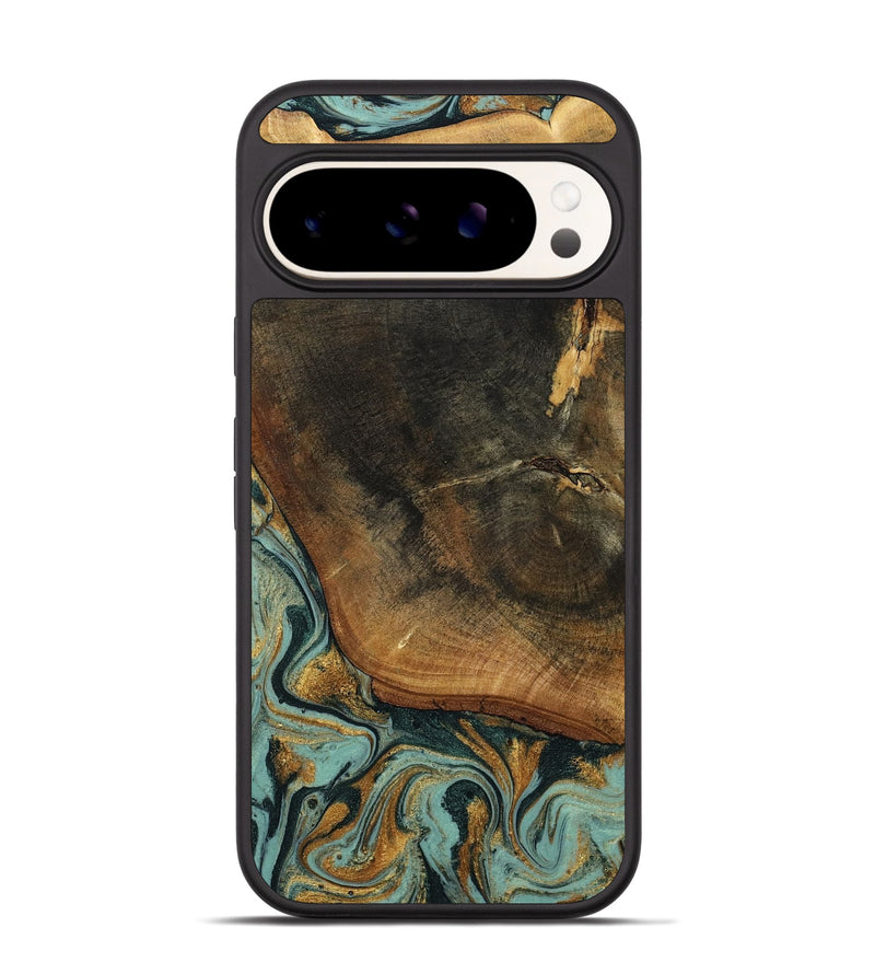 Pixel 9 Pro Wood Phone Case - Blanche (Teal & Gold, 798998)
