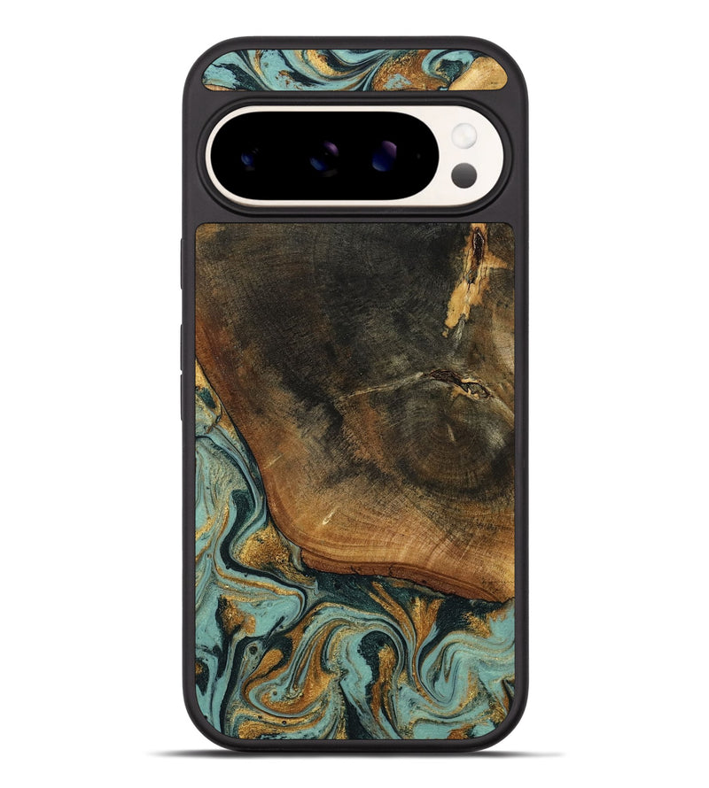 Pixel 9 Pro XL Wood Phone Case - Blanche (Teal & Gold, 798998)