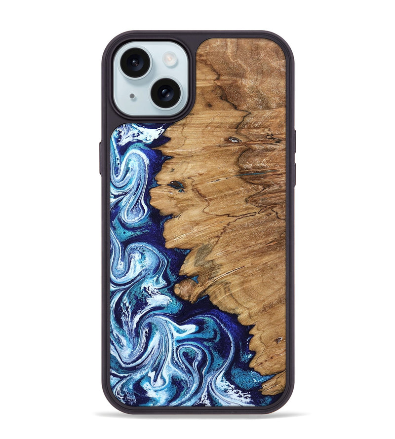 iPhone 15 Plus Wood Phone Case - James (Blue, 798999)