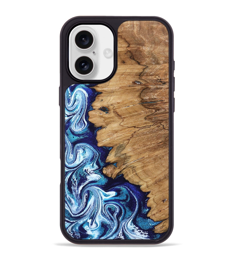 iPhone 16 Plus Wood Phone Case - James (Blue, 798999)
