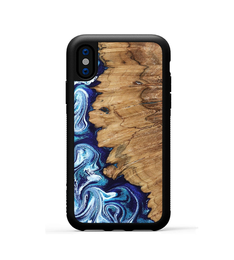 iPhone Xs Wood Phone Case - James (Blue, 798999)