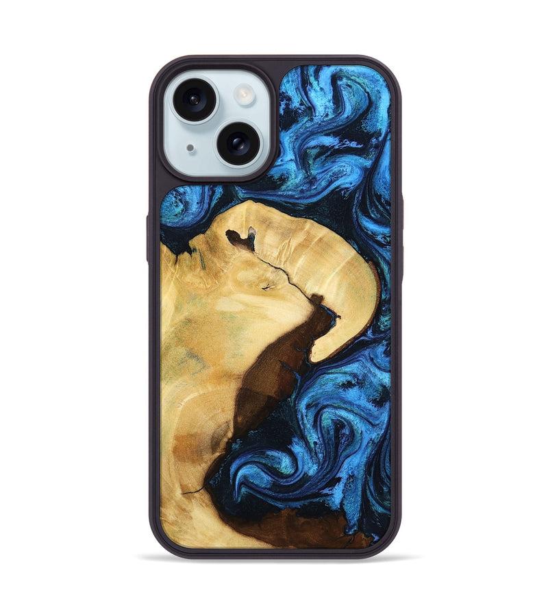 iPhone 15 Wood Phone Case - Leda (Blue, 799001)