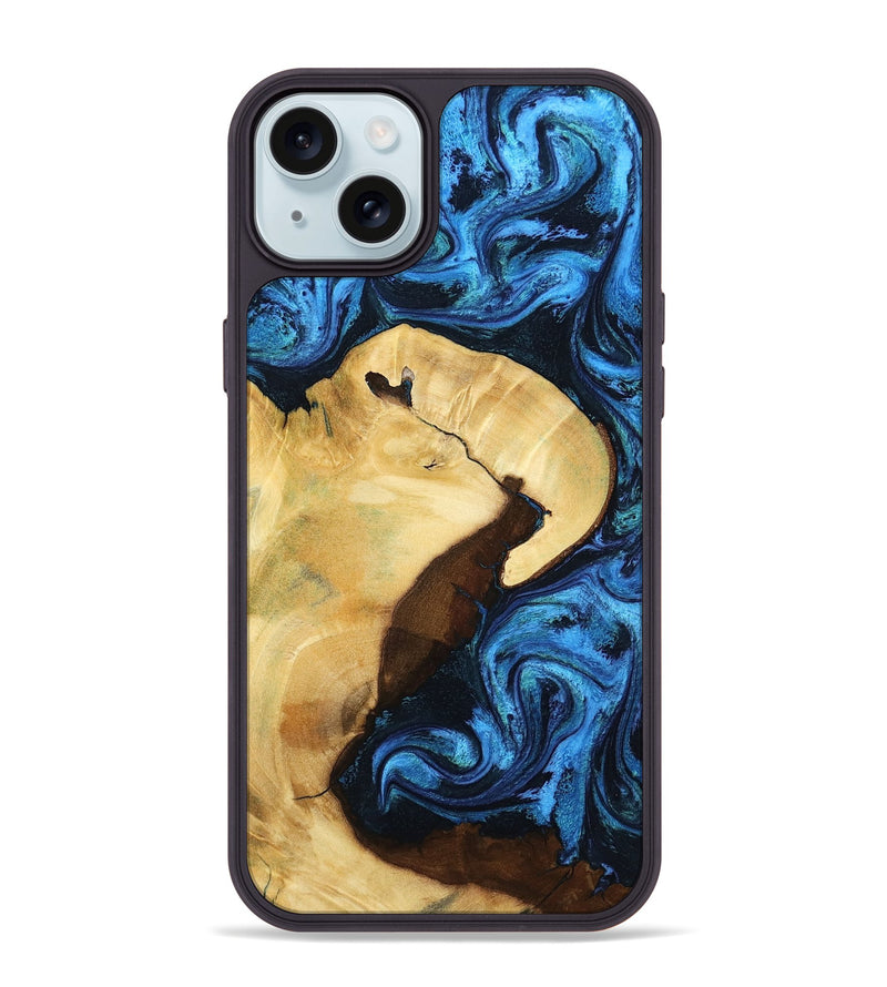 iPhone 15 Plus Wood Phone Case - Leda (Blue, 799001)