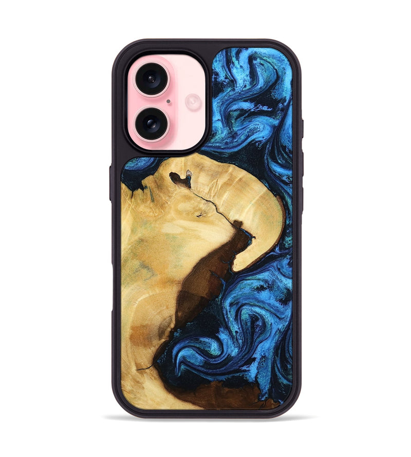 iPhone 16 Wood Phone Case - Leda (Blue, 799001)