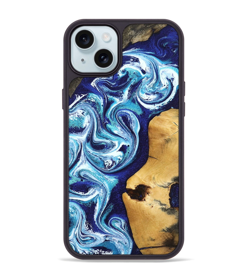 iPhone 15 Plus Wood Phone Case - Jenna (Blue, 799002)