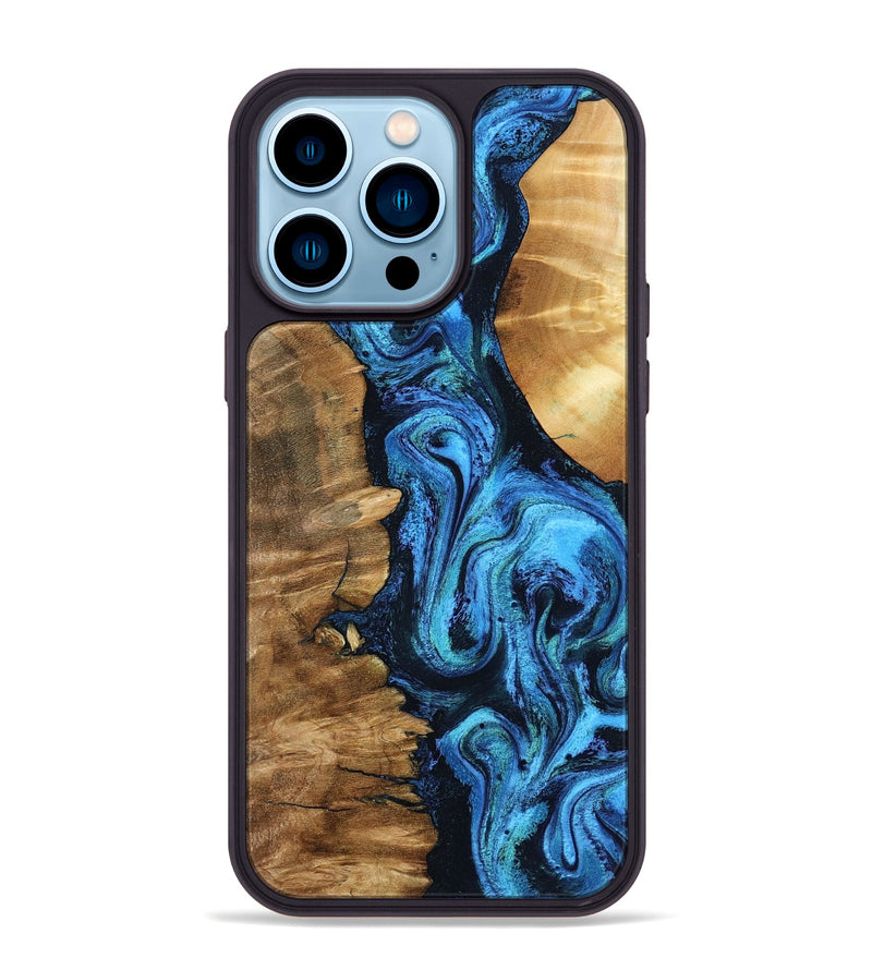 iPhone 14 Pro Max Wood Phone Case - Alondra (Blue, 799003)
