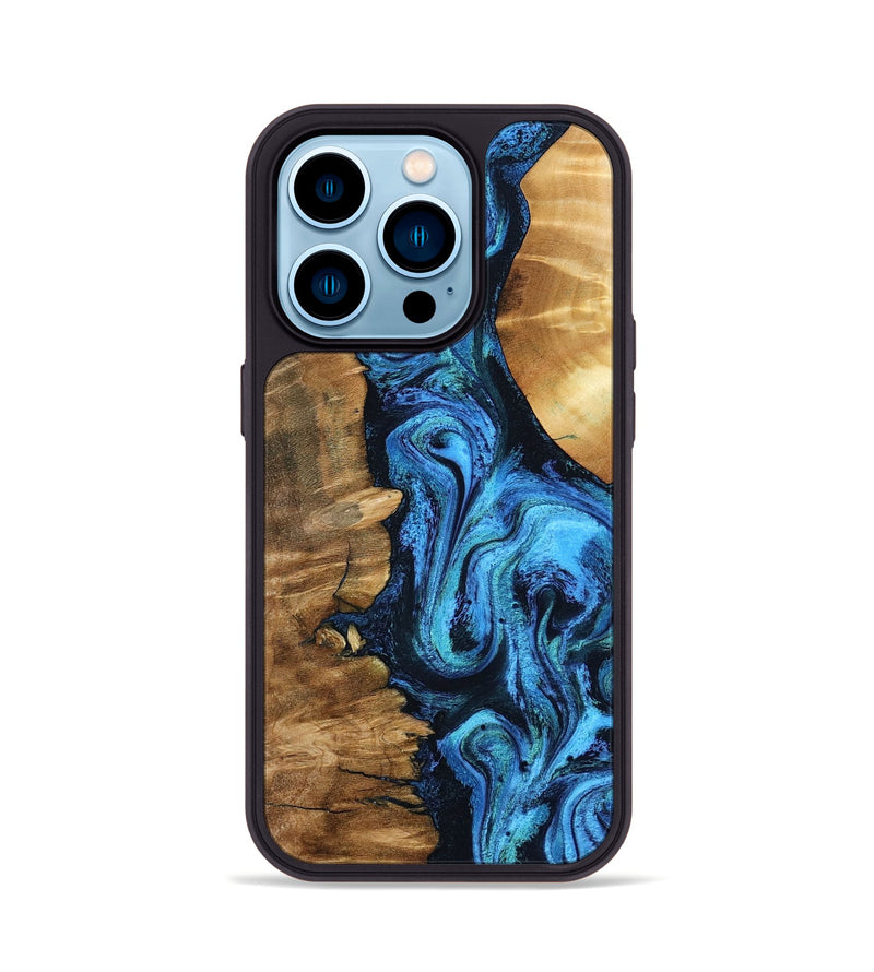 iPhone 14 Pro Wood Phone Case - Alondra (Blue, 799003)