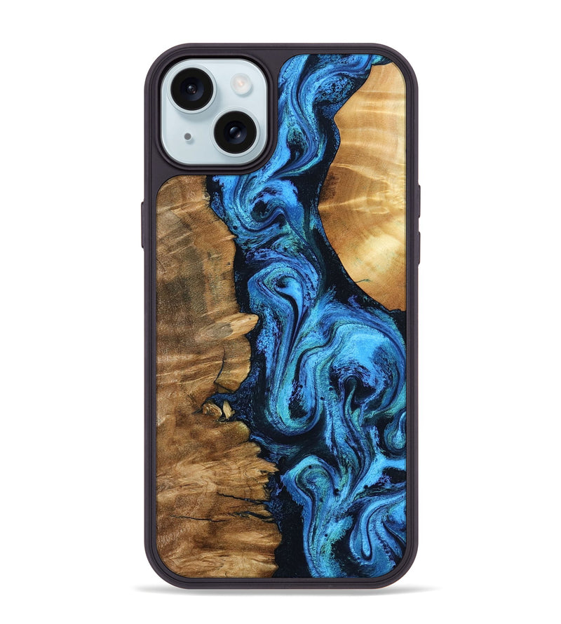 iPhone 15 Plus Wood Phone Case - Alondra (Blue, 799003)