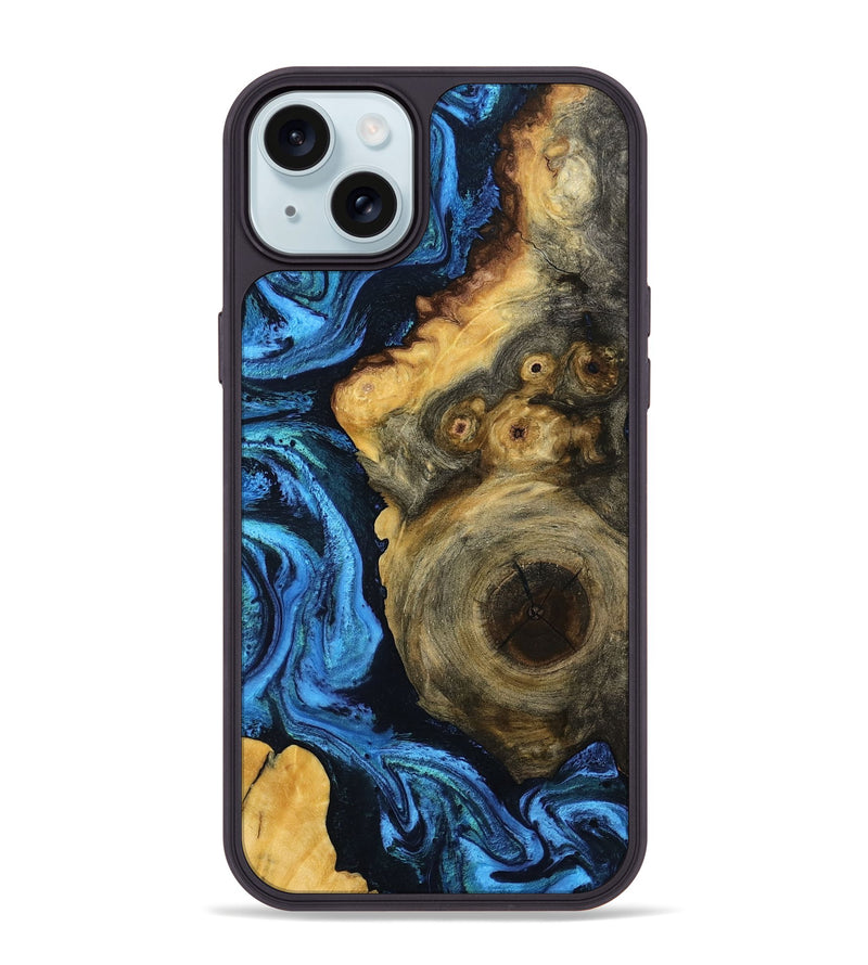 iPhone 15 Plus Wood Phone Case - Sharon (Blue, 799004)