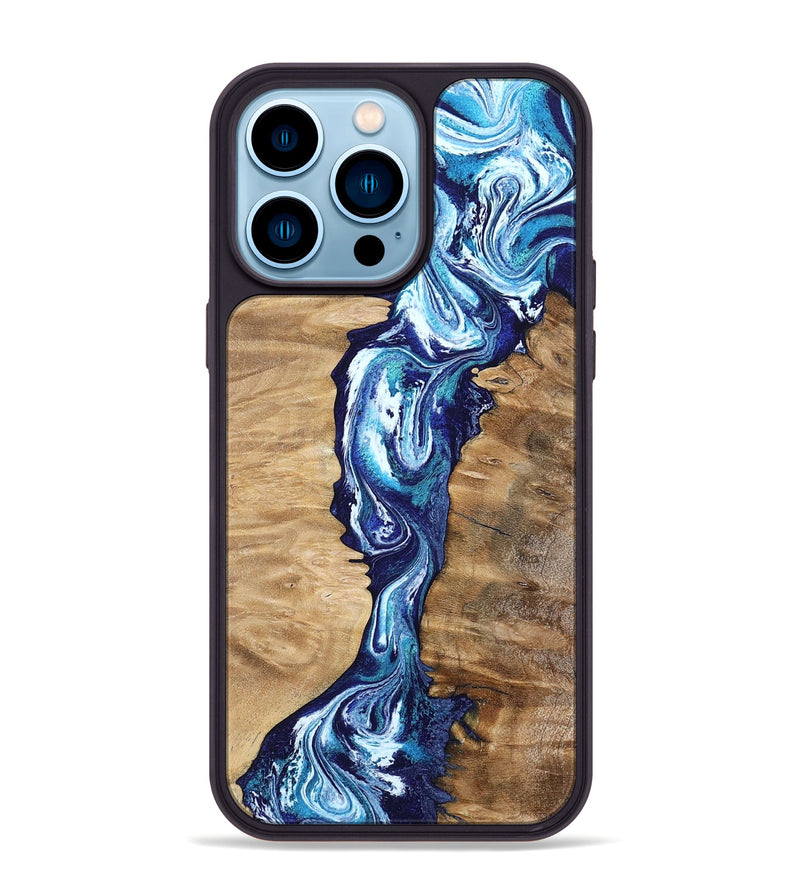 iPhone 14 Pro Max Wood Phone Case - Coretta (Blue, 799005)