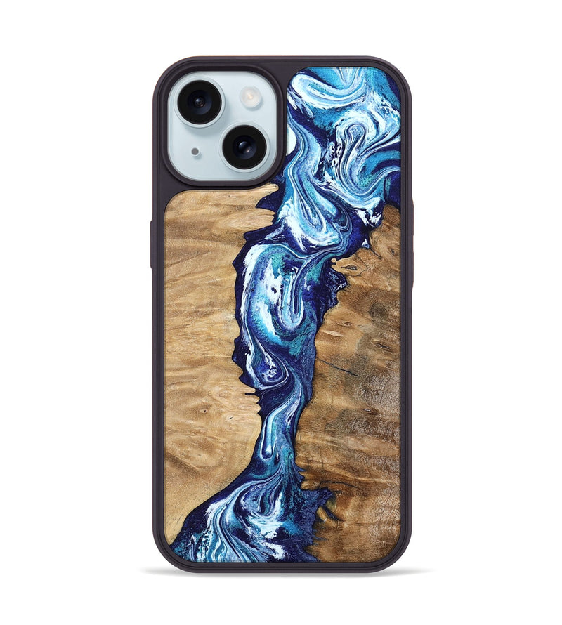 iPhone 15 Wood Phone Case - Coretta (Blue, 799005)