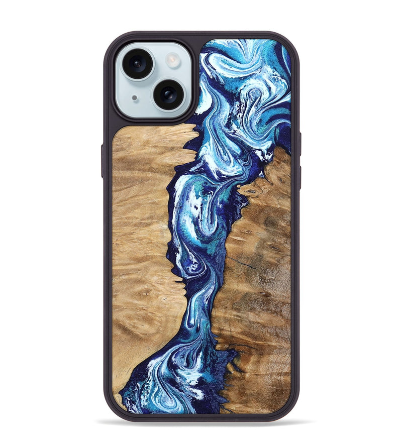 iPhone 15 Plus Wood Phone Case - Coretta (Blue, 799005)
