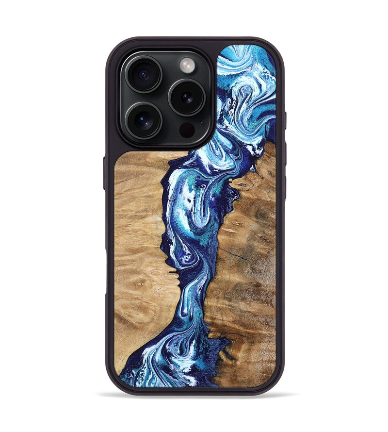 iPhone 16 Pro Wood Phone Case - Coretta (Blue, 799005)