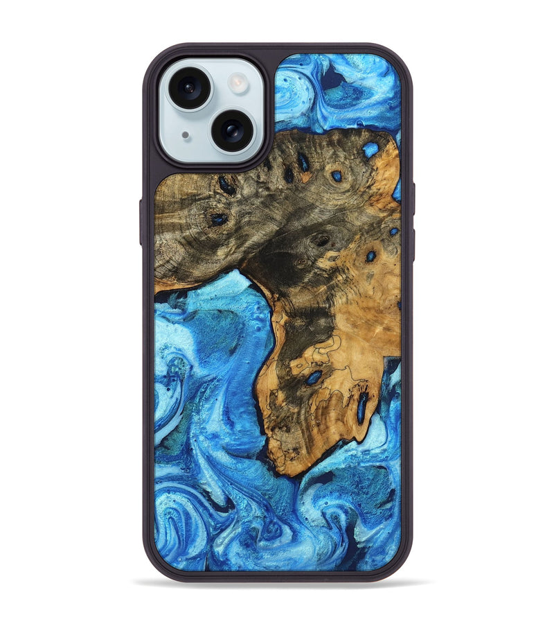 iPhone 15 Plus Wood Phone Case - Elliana (Blue, 799008)