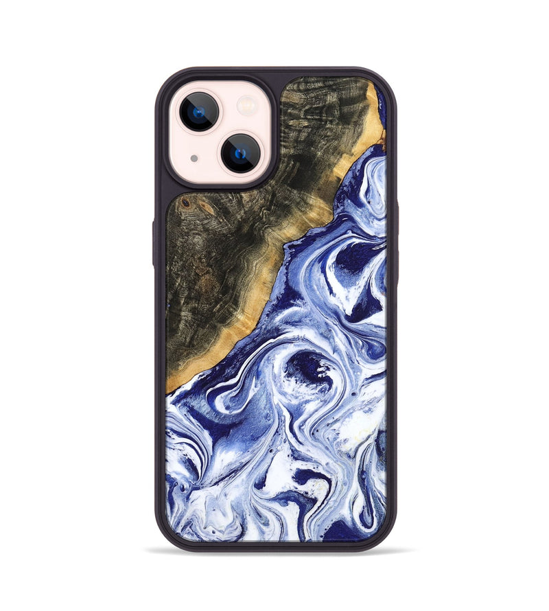 iPhone 14 Wood Phone Case - Tiffani (Blue, 799009)