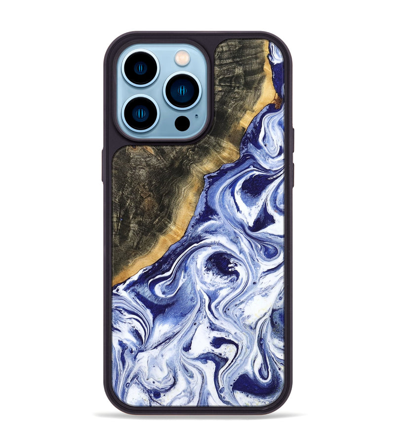 iPhone 14 Pro Max Wood Phone Case - Tiffani (Blue, 799009)