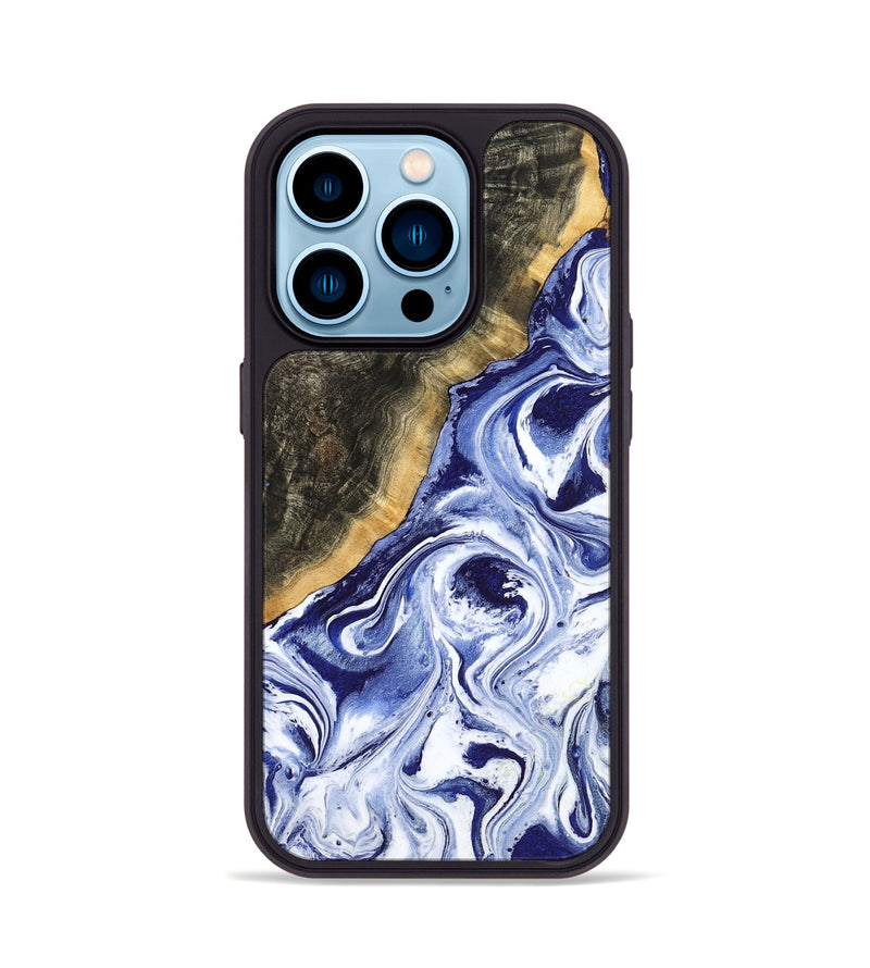 iPhone 14 Pro Wood Phone Case - Tiffani (Blue, 799009)