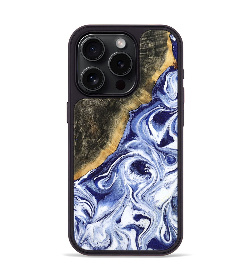 iPhone 15 Pro Wood Phone Case - Tiffani (Blue, 799009)