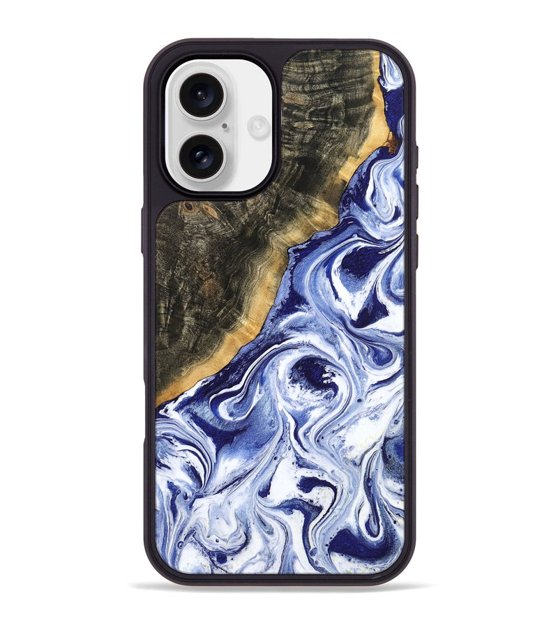 iPhone 16 Plus Wood Phone Case - Tiffani (Blue, 799009)