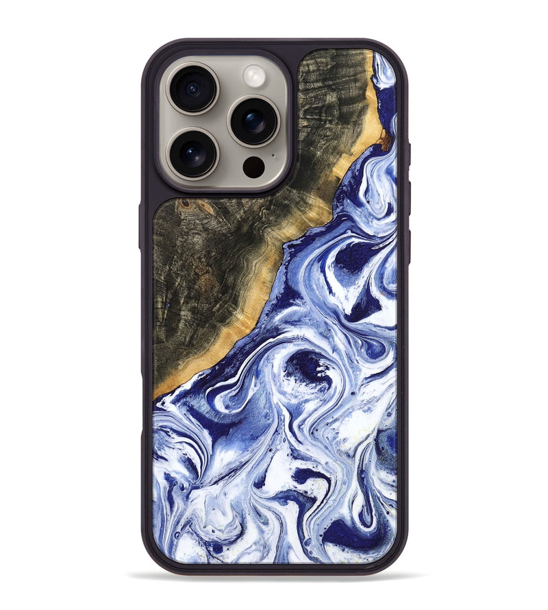 iPhone 16 Pro Max Wood Phone Case - Tiffani (Blue, 799009)