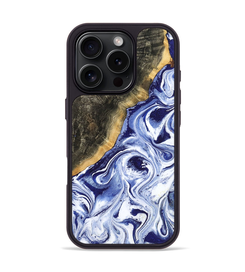 iPhone 16 Pro Wood Phone Case - Tiffani (Blue, 799009)