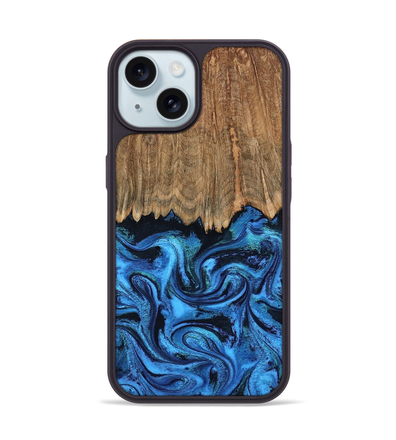 iPhone 15 Wood Phone Case - Patrice (Blue, 799010)